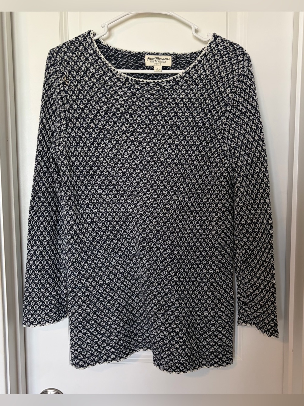 NIC+ZOE Black & White Textured Knit Long Sleeve Top